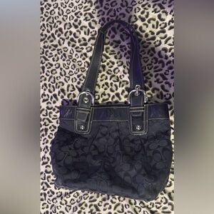 Coach Black and Gray Signature Shoulder Bag
